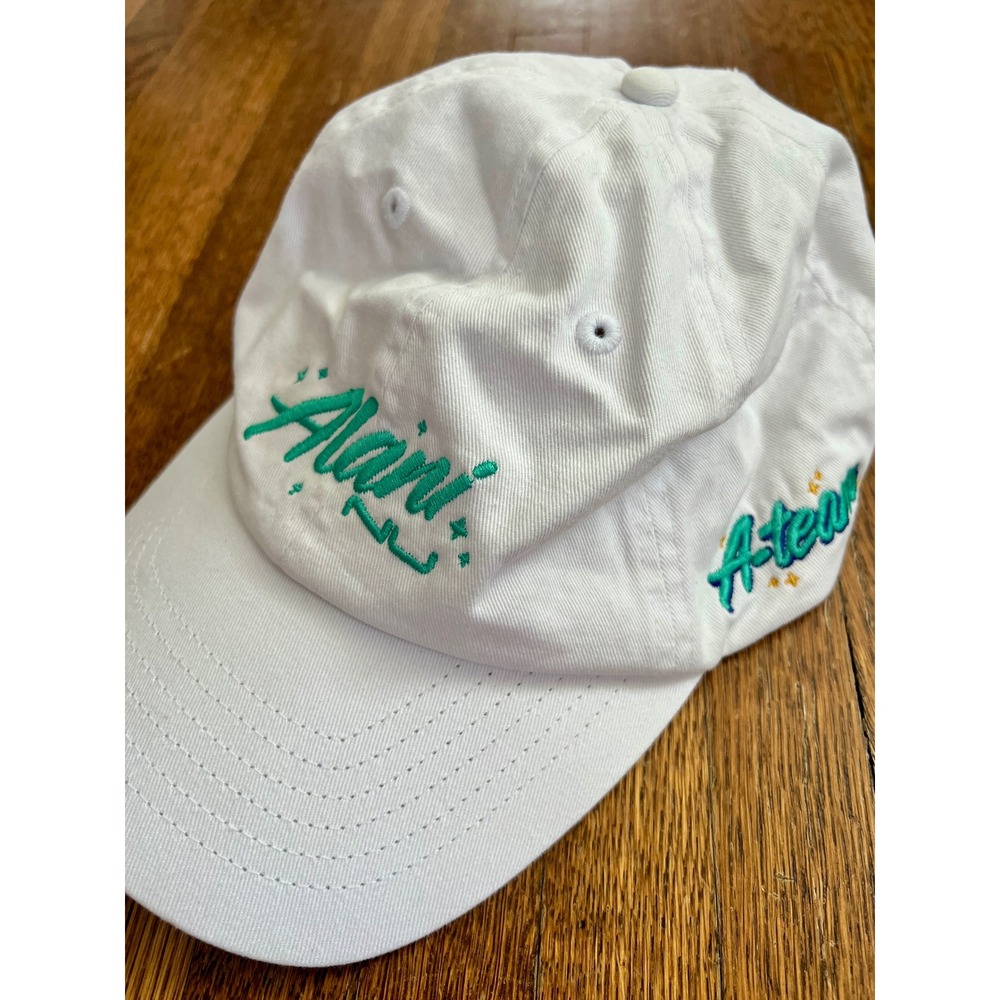 Alani Nu Energy Drink Baseball Cap White Teal Embroidered Adjustable Hat Fitness